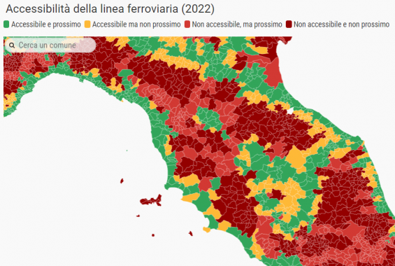 La mappa dell'accessibilità alla rete ferroviaria