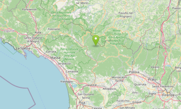 L'epicentro della scossa mappa