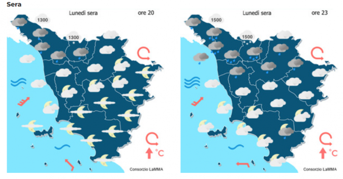 Le mappe meteo del consorzio Lamma